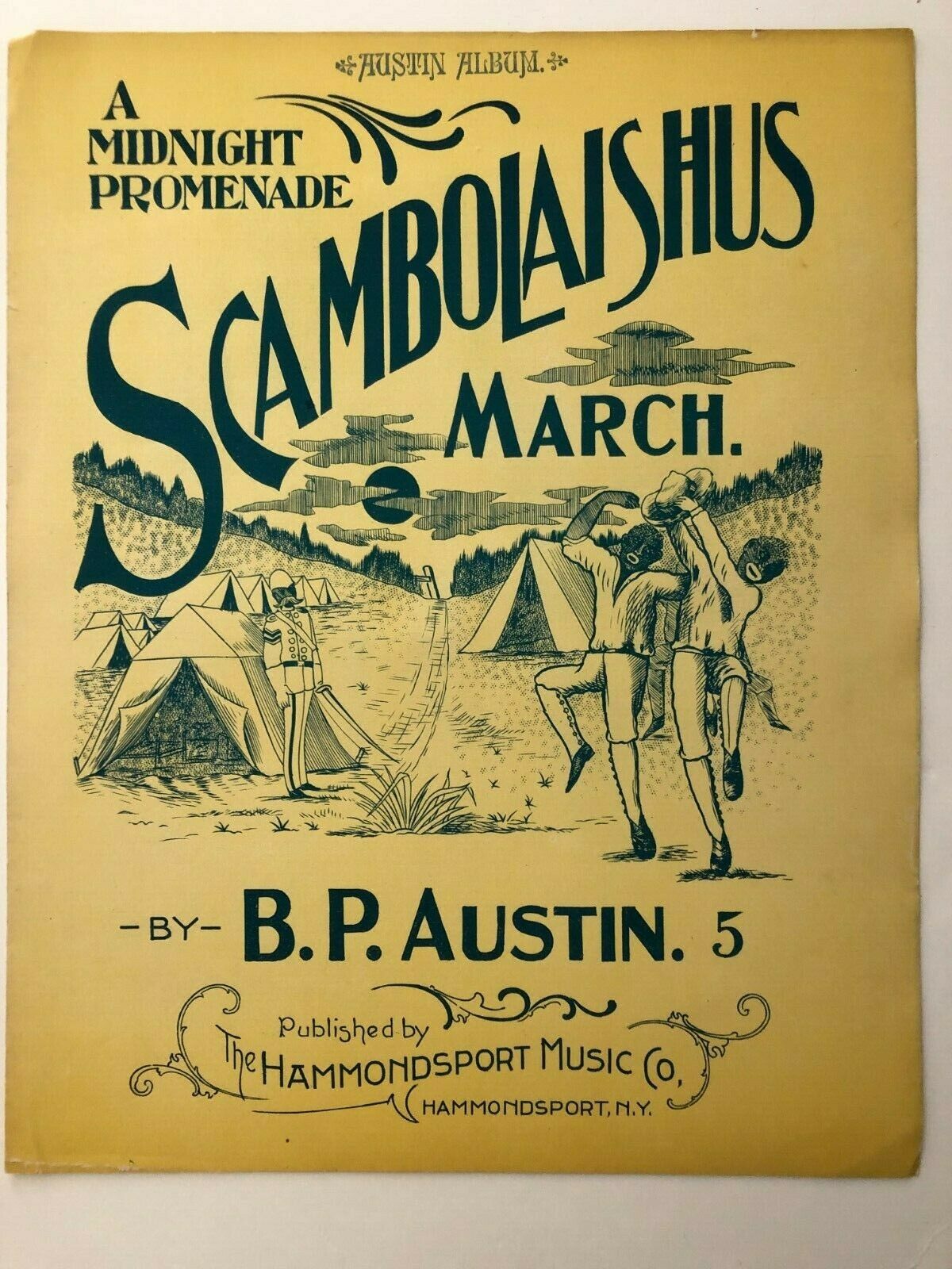1900 Black Theme Sheet Music, Scambolaishus March Black Soldier Caricature
