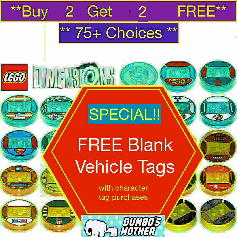 NEW Lego Dimensions Toy Tags Video Game Disc Minifigure Owen ET Gizmo McFly Finn