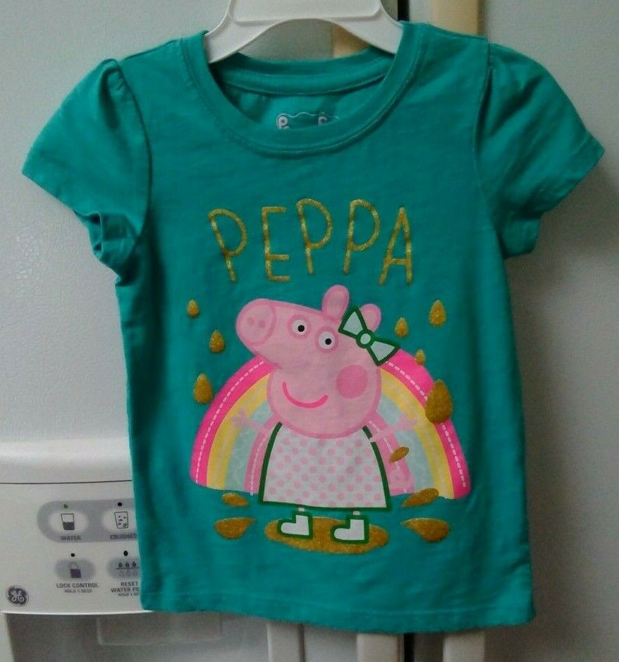 Toddler Girl's Peppa Pig Teal Short Sleeve Shirt Size 3T