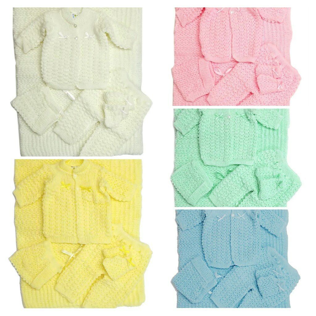 Crochet Baby Blanket and Hat Newborn Outfit Set Mittens Pants Sweater Girl Boy