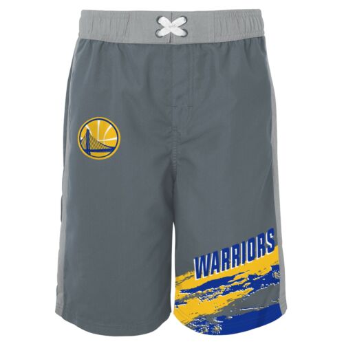 Outerstuff Golden State Warriors NBA Youth (8-20) Heat-Wave Swim Shorts, Grey