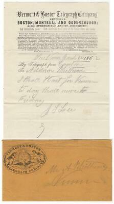 1862 - Telegraph Using the Bain System via the Boston & Vermont Telegraph Co.