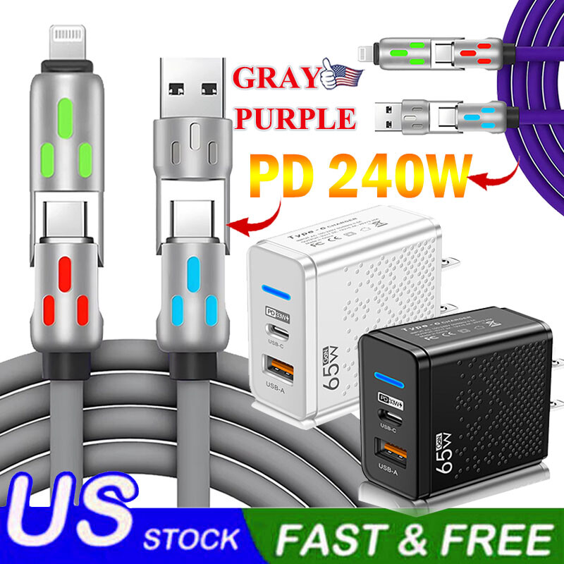 4-in-1 USB C Cable 240W 4FT for Apple Cable Fast Charging 480Mbps Data Sync