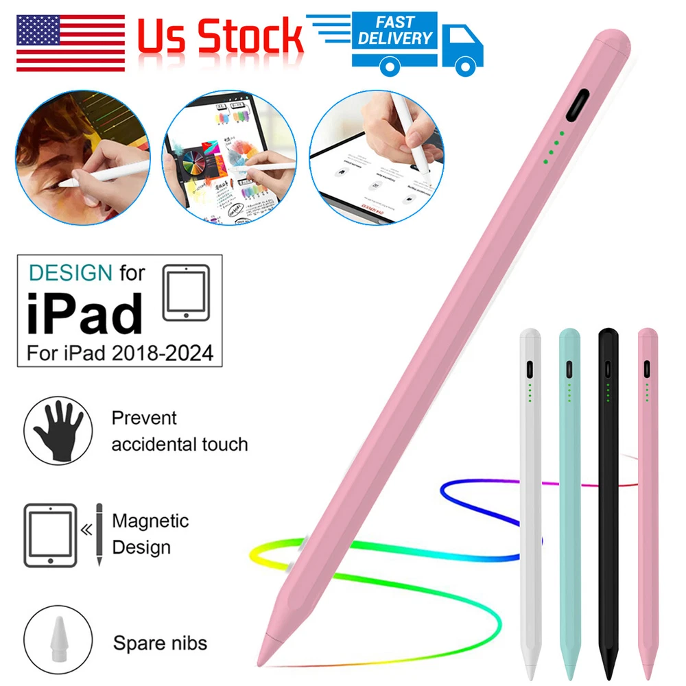 Apple Pencil Stylus for iPad 10/9/8/7/6 Gen, Air 5/4/3 & Pro 2018-2024