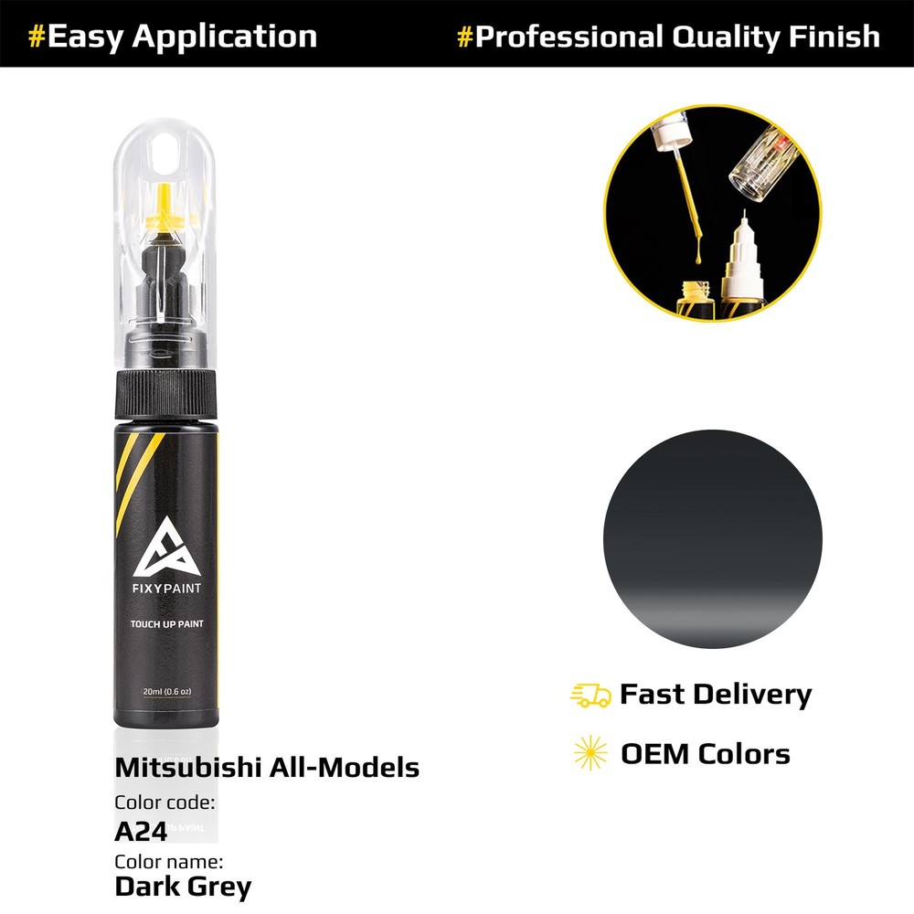 Touch up Paint for Mitsubishi Code: A24 Dark Grey Easy Apply Scratch Repair