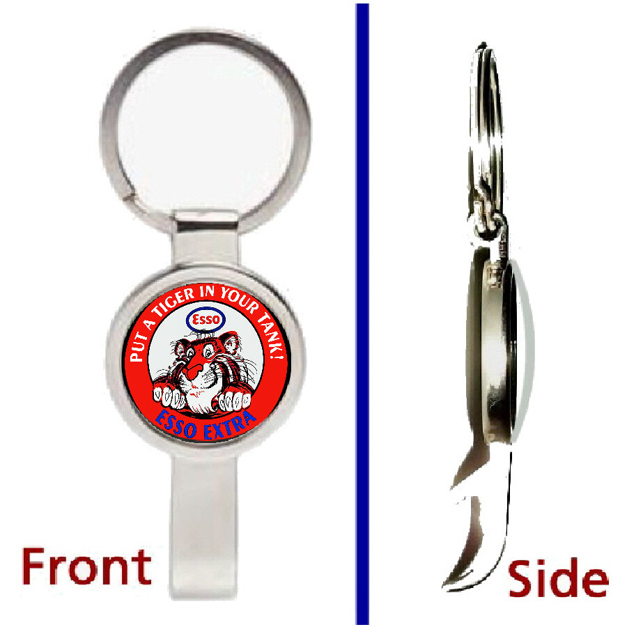 Esso Vintage Metal Keychain Pendant with Hidden Bottle Opener