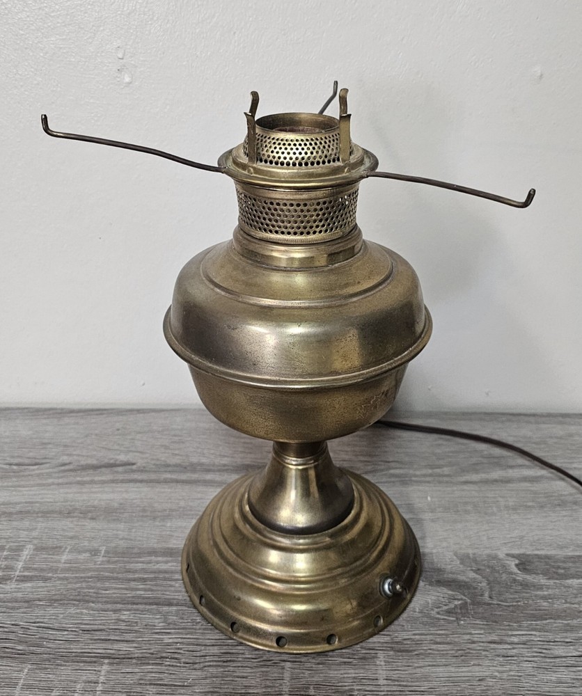 Antique 1800s Rochester ABCO Solid Brass Oil Lamp Converted Into Electric 12