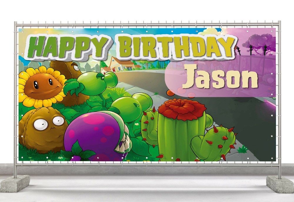 Plantas vs Zoombies 3 Custom Happy Birthday Banner Personalized Poster M557