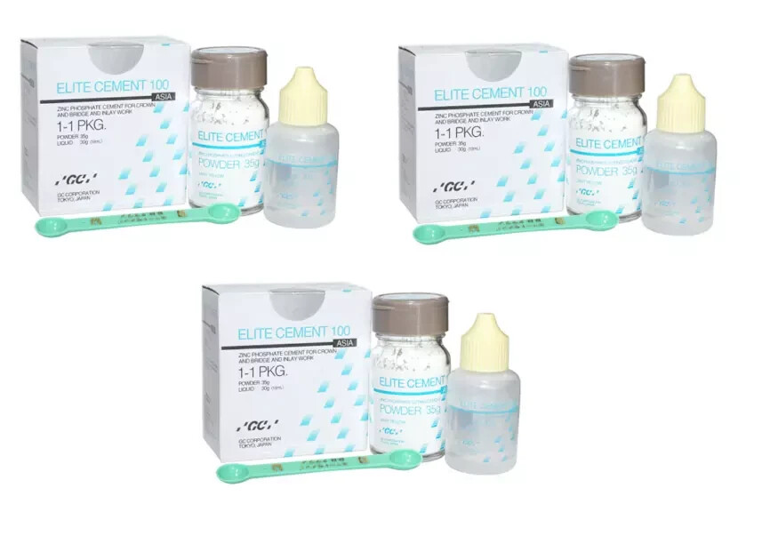 3 x Dental GC ELITE 100 Zinc Phosphate Cement for Crown Bridge MADE IN JAPAN