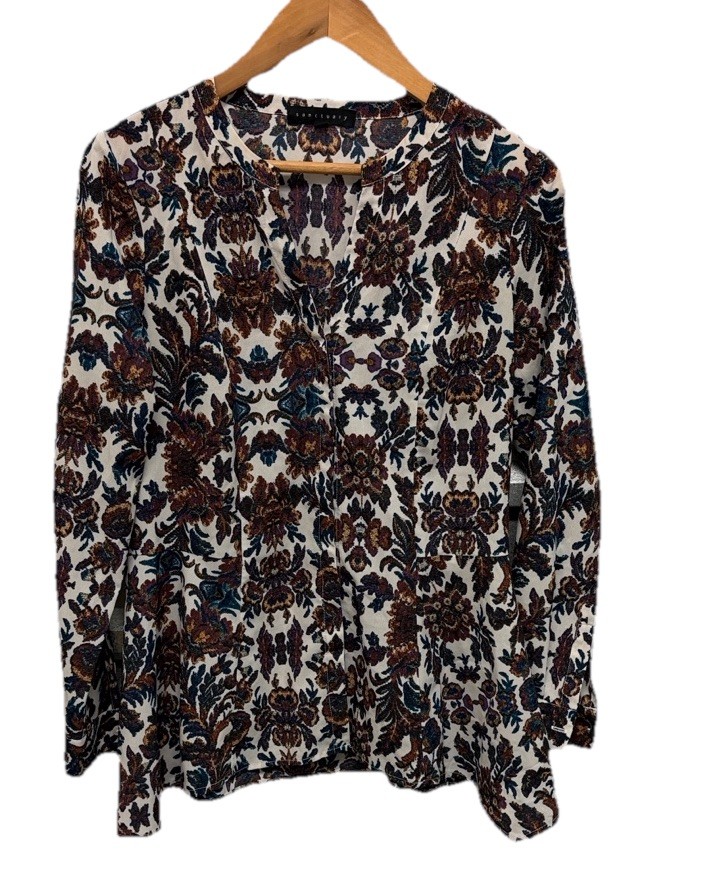 Sanctuary Womens Floral Colorful Abstract Print Blouse Top Size Small Office