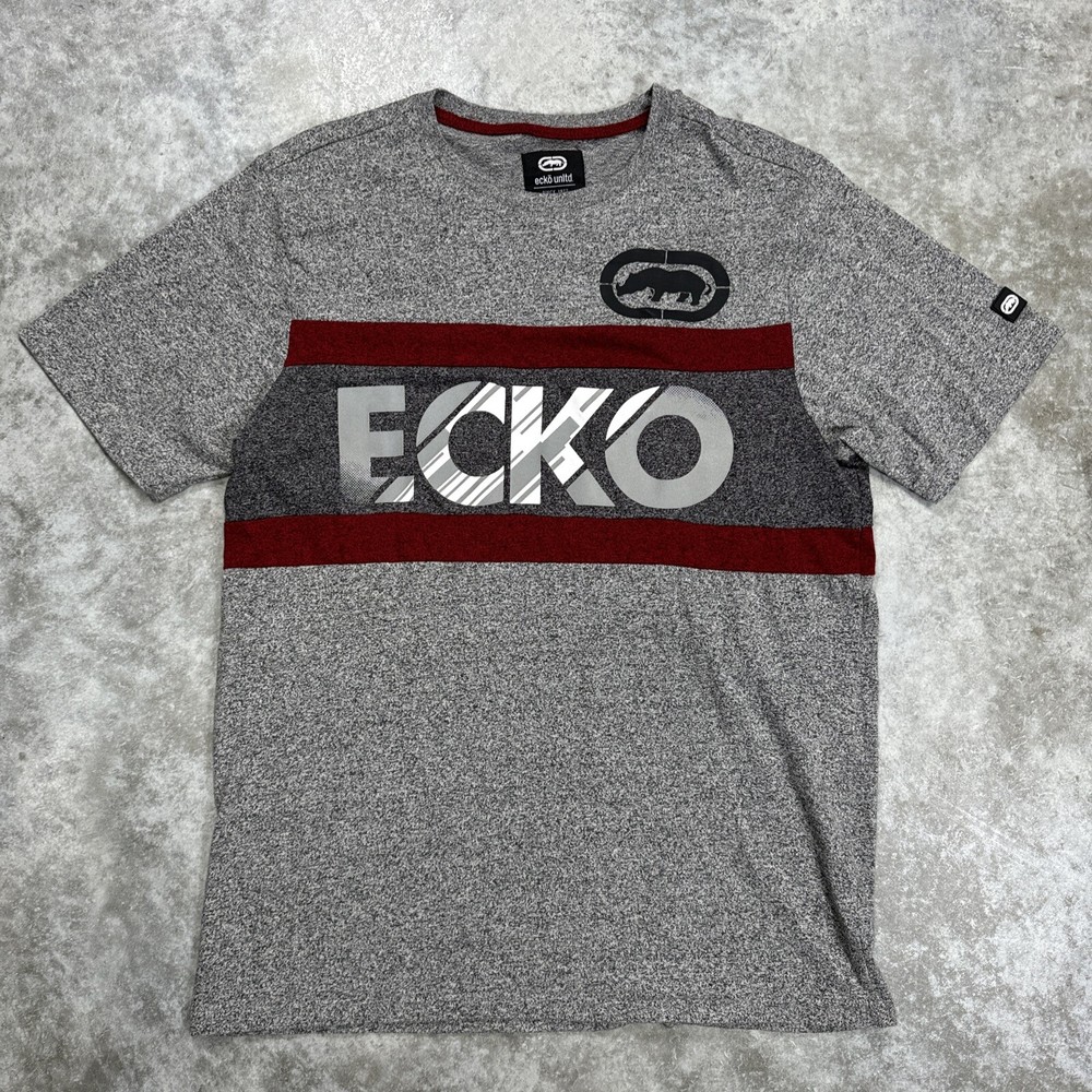 Ecko Unltd Graphic T Shirt Mens M Short Sleeve Rhino Logo Gray  Streetwear Y2K
