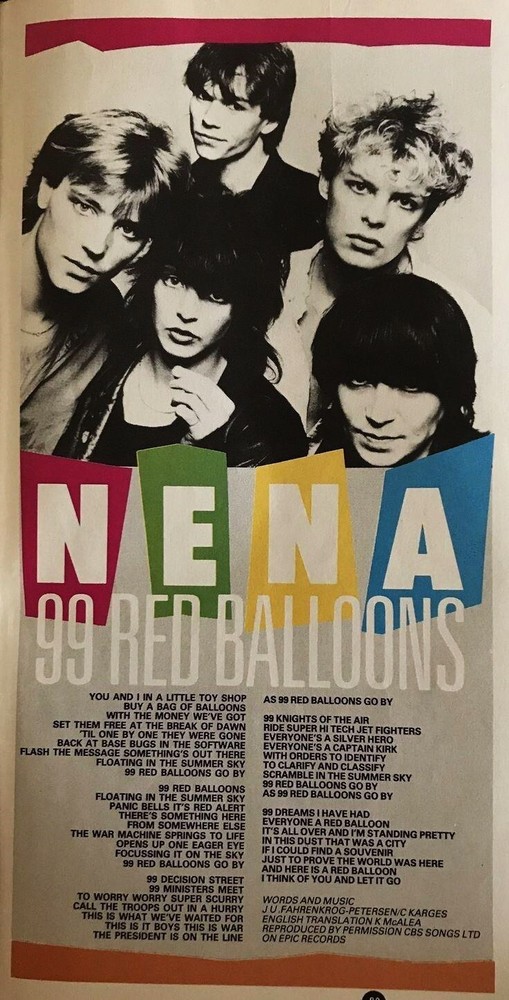 Nena Poster lot of 4 different posters ranging from 11x11in to 9x16inches