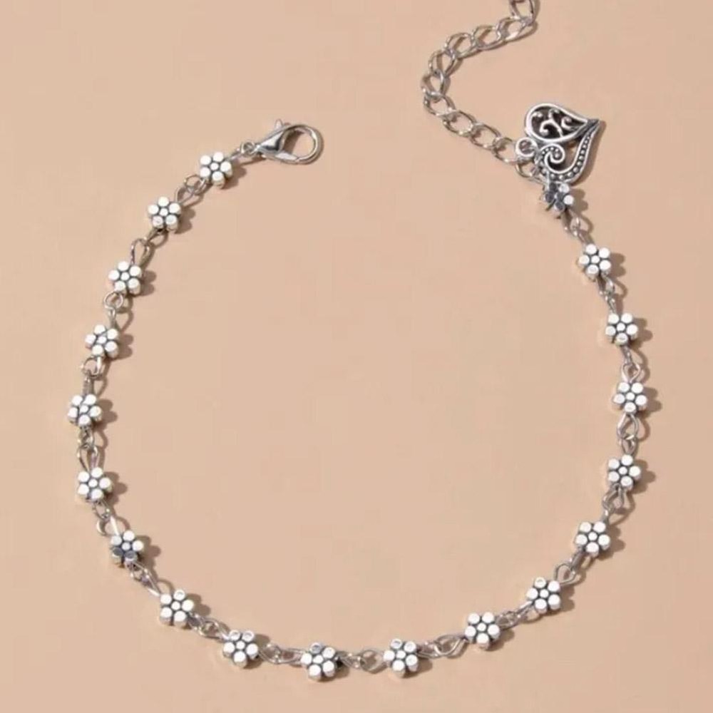 Trendy Women Chain Pendant Flower Silver Ankle Bracelet Foot Anklet T7N7