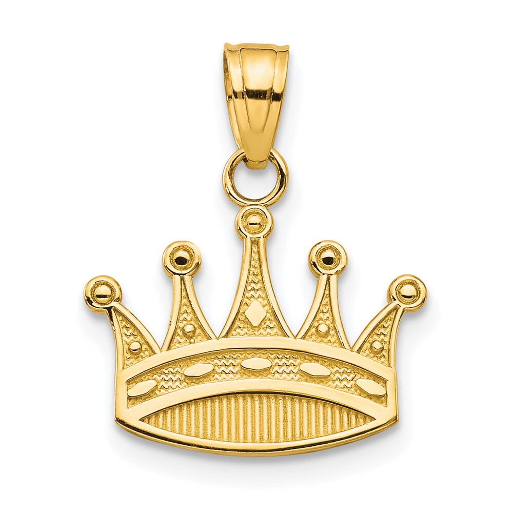 10K Yellow Gold Crown Charm Pendant for Women 0.71gm L-20 mm, W-18mm