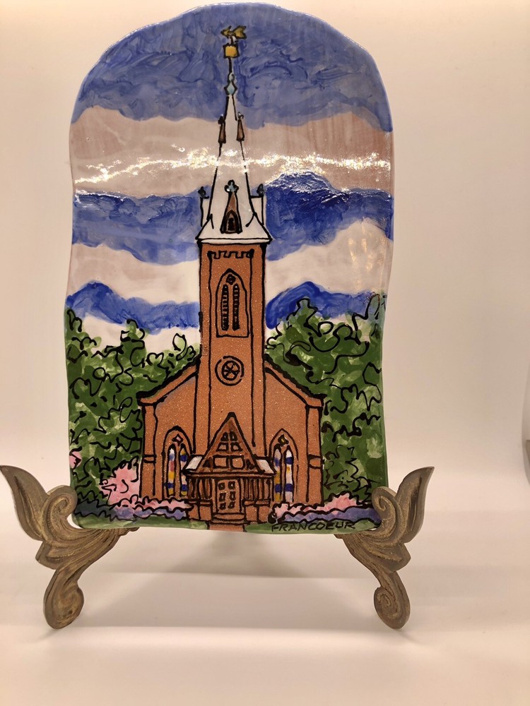 Decorative Pottery Clay Tile Janet Francoeur North Carolina Hand Painted Church