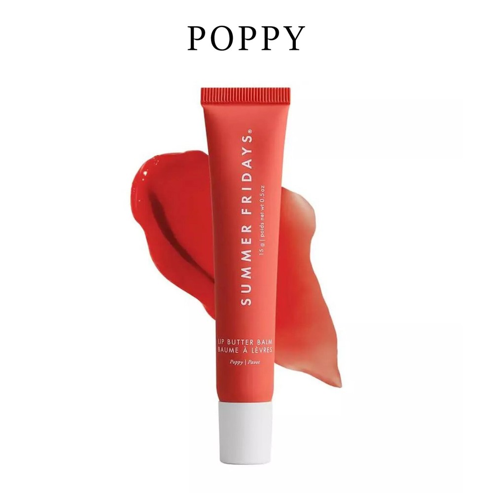 Summer Fridays Lip Butter Balm Poppy New in Box 0.5 oz/15g Hydration Shining