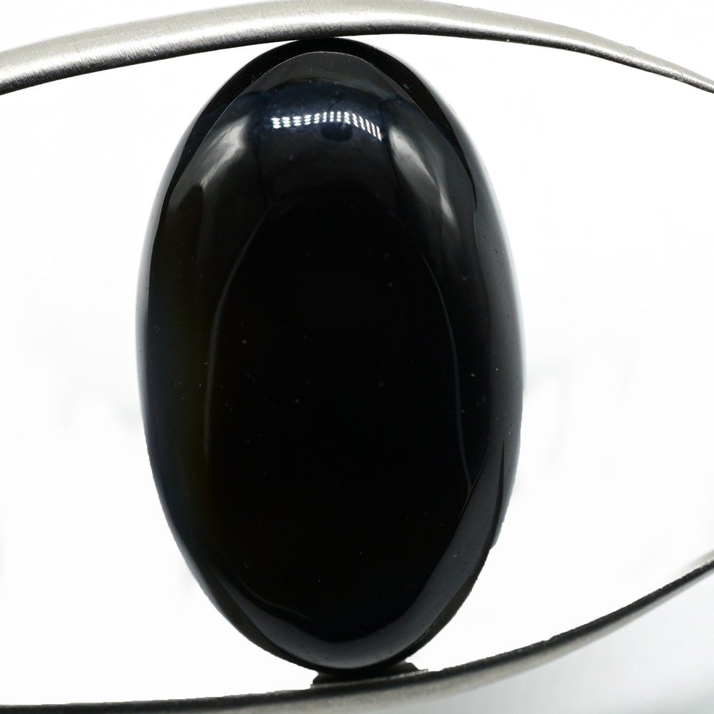 AAA+ Natural Black Onyx Cabochon Faceted Gemstone 30Ct 27x16mm R-61