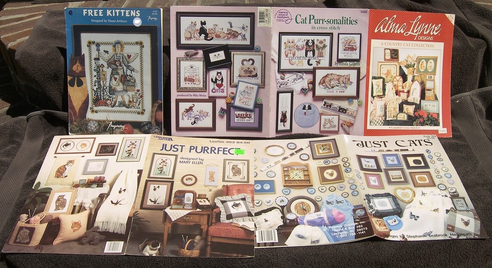 5 Cross Stitch Just Purrfect CATS Cat Country Siamese Persian Mau Maine Coon Rex