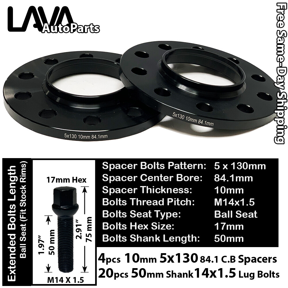 4PC 10MM Thick 5x130 84.1mm Wheel Spacers with 14x1.5 Bolts for Mercedes G Class