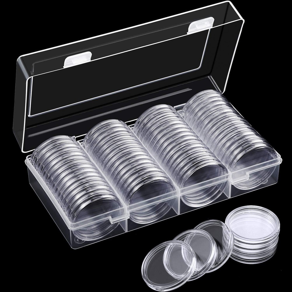 Silver Dollar Coin Case Holder for Collectors 40.6mm Silver Bar Plastic Round...