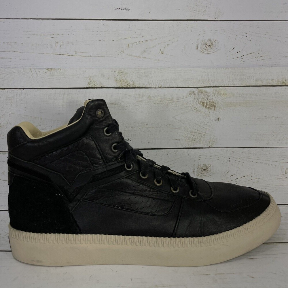 Diesel S-Spaark Leather Mid Top Sneaker Mens Size 10 Motorcycle Riding Black