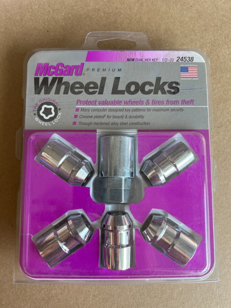 McGard 24538 Chrome Cone Seat Wheel Locks 1/2