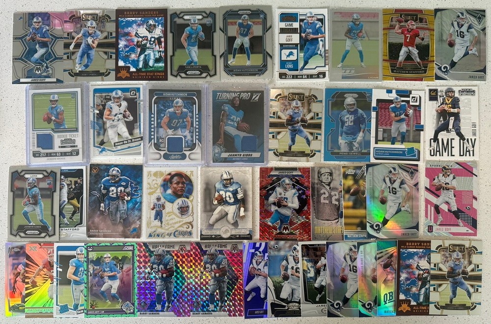 Detroit Lions 40 Card Football Lot Jersey, Insert, Parallel Rookie Cards Lions💎