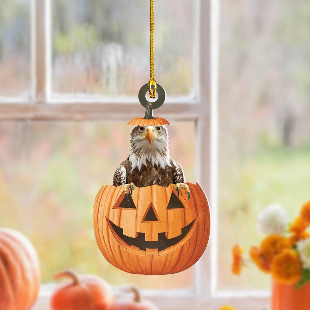 Eagle Jack-o-lantern Halloween Ornament  Eagle Pumpkin Christmas Ornament Gift