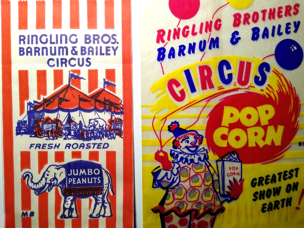 Vintage Ringling Bros Circus Peanuts Popcorn Elephant Bag
