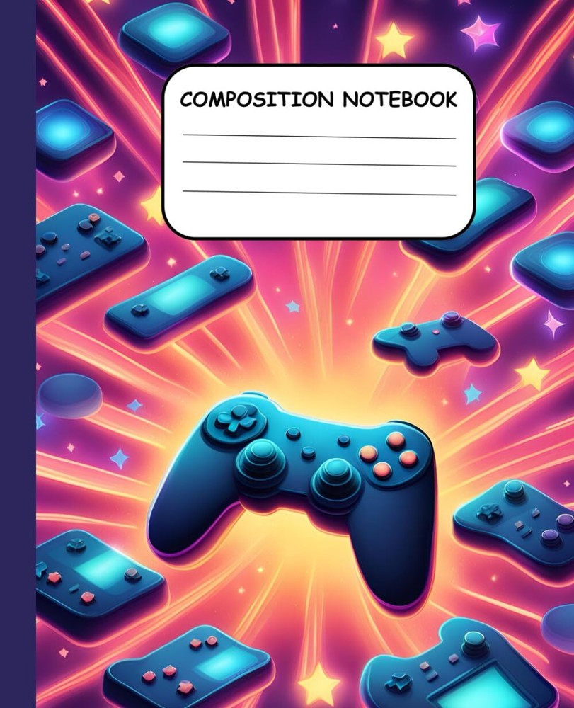 Composition Notebook: Colorful Video Game Wide Ruled Lined Paper Journal, Notebo