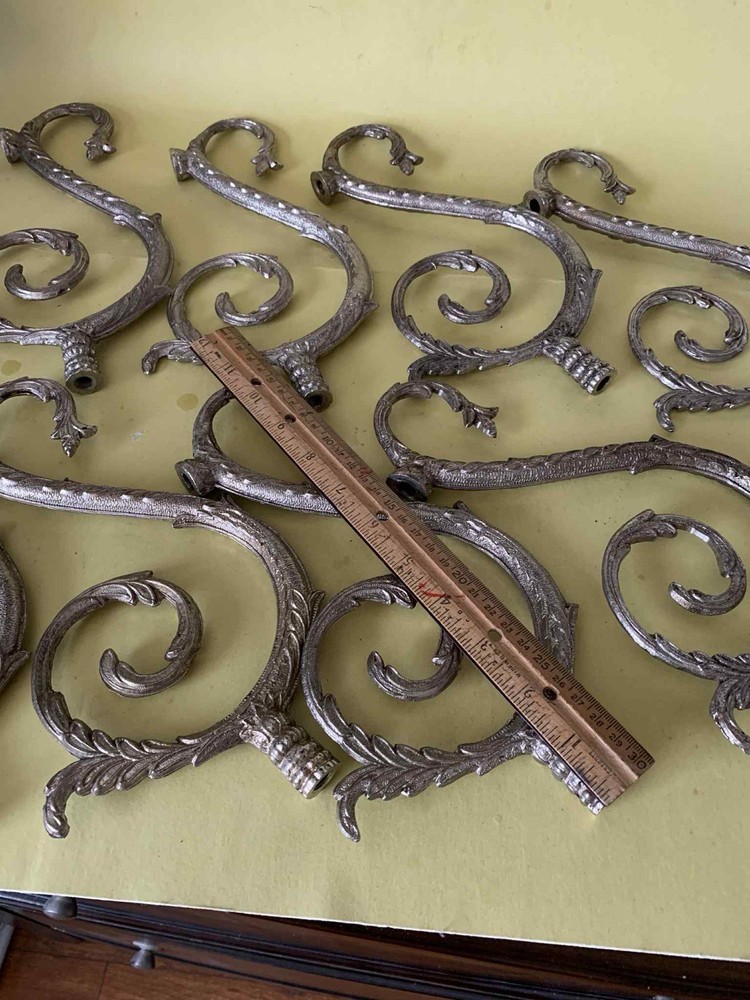 Lot of 8 Vintage Brass Chandelier Arms Parts, Made in Spain