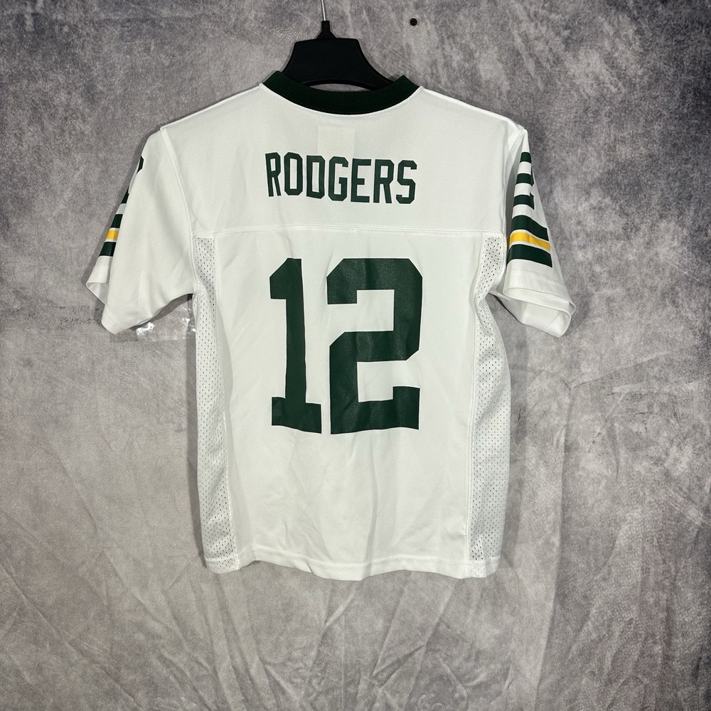Aaron Rodgers Green Bay Packers Youth NFL Jersey Medium White #12  -image