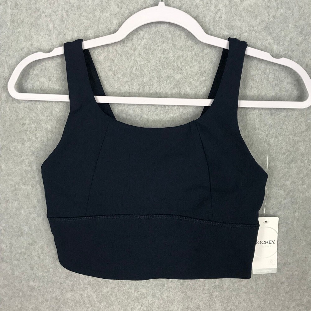Jockey Sports Bra XS Navy Medium Support Sueded Wicking Activewear Yoga READ