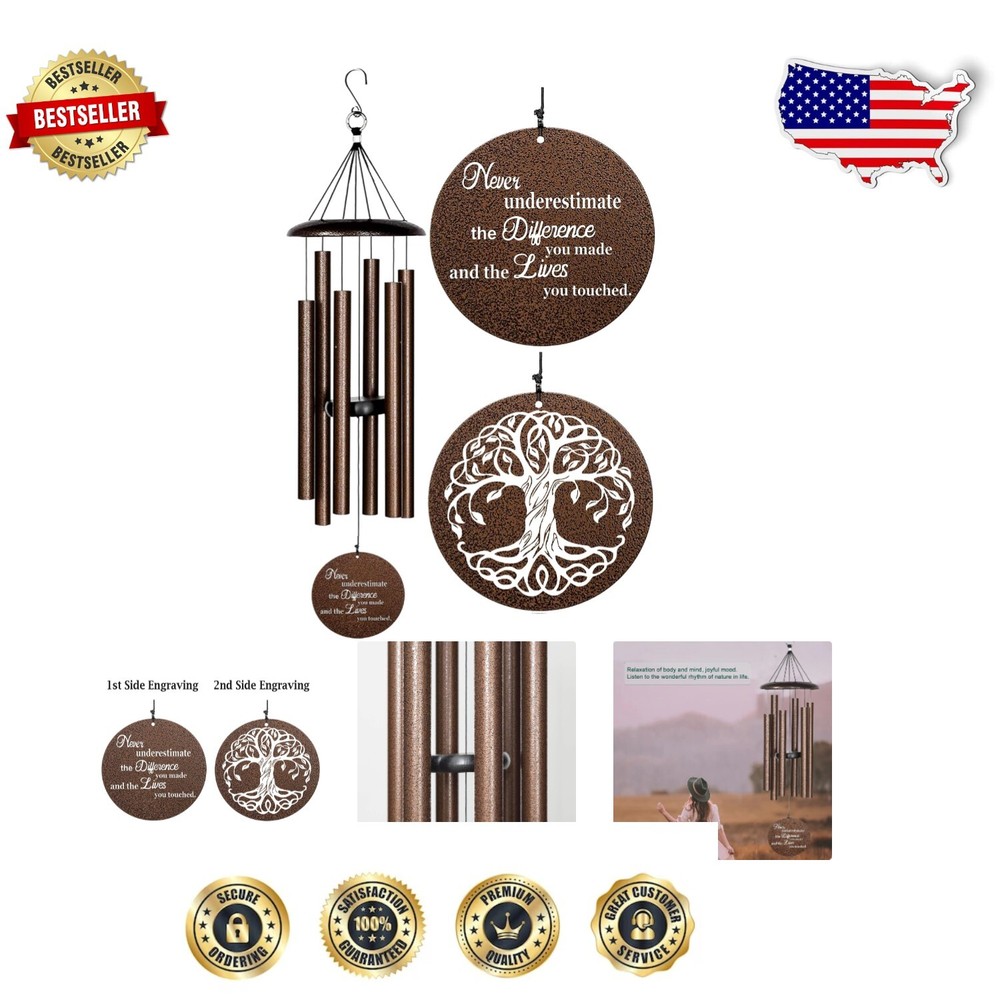 Inspirational Tree of Life Retirement Wind Chime - Personalized Copper Gift