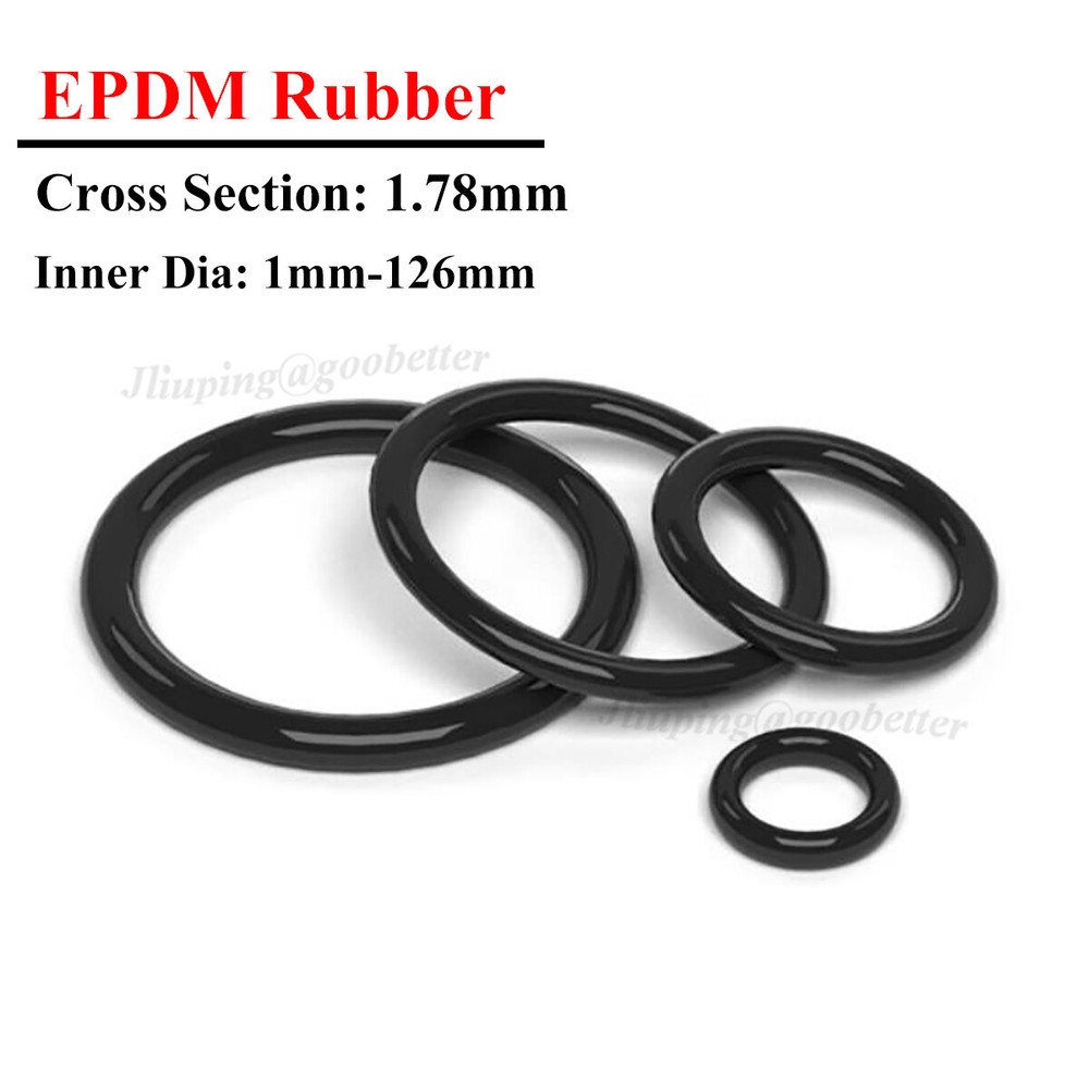 EPDM Rubber O Ring Seals 1.78mm Cross Section ID 1mm-126mm O-Ring Sealing Washer