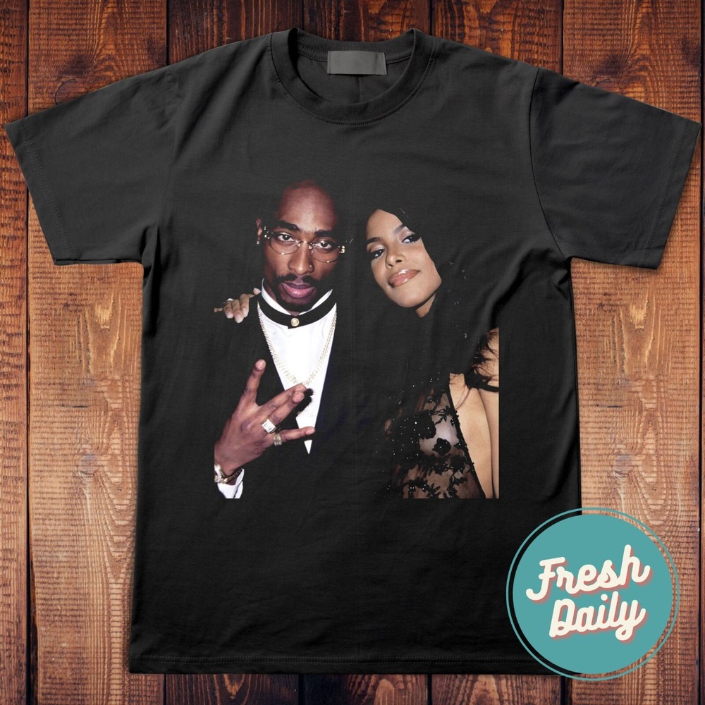 2Pac Tupac Shakur Aaliyah T-Shirt 2Pac Rapper T-shirt 90's Hip Hop Clothing-image
