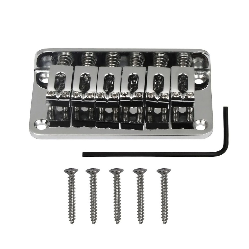 78mm Chrome Hardtail Guitar Bridge with 6 Adjustable Saddles