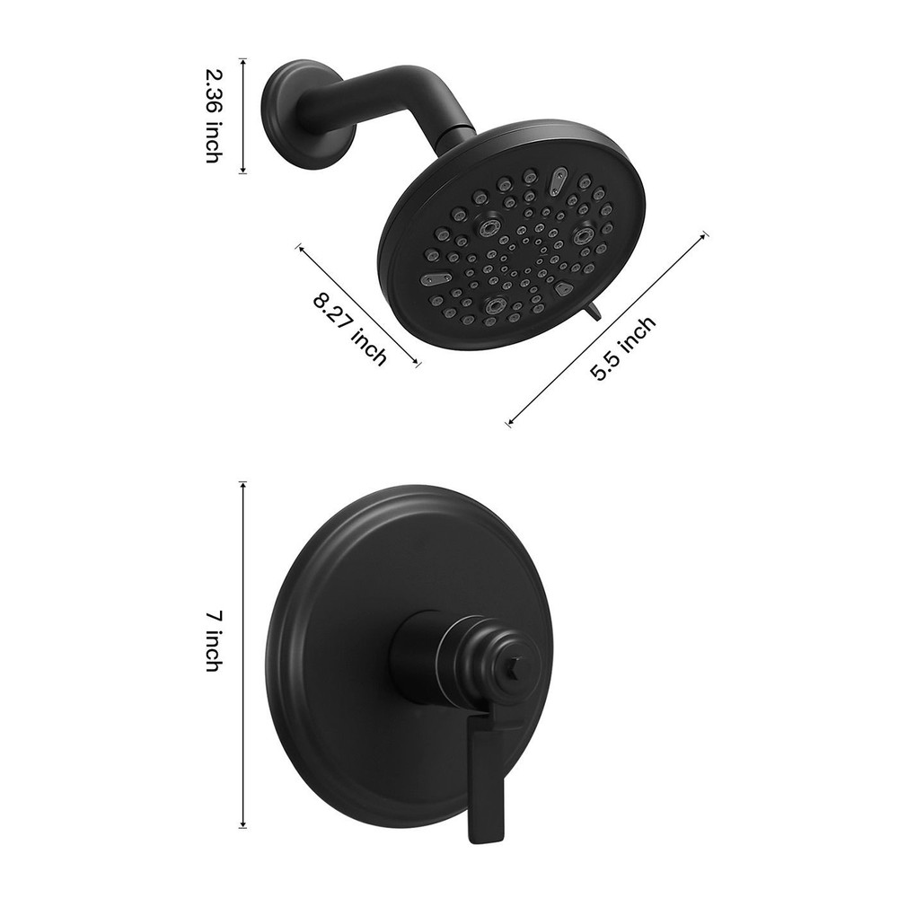 Single Handle 1-Spray Round Rain Shower Faucet Set 1.8 GPM with High Pressure Sh