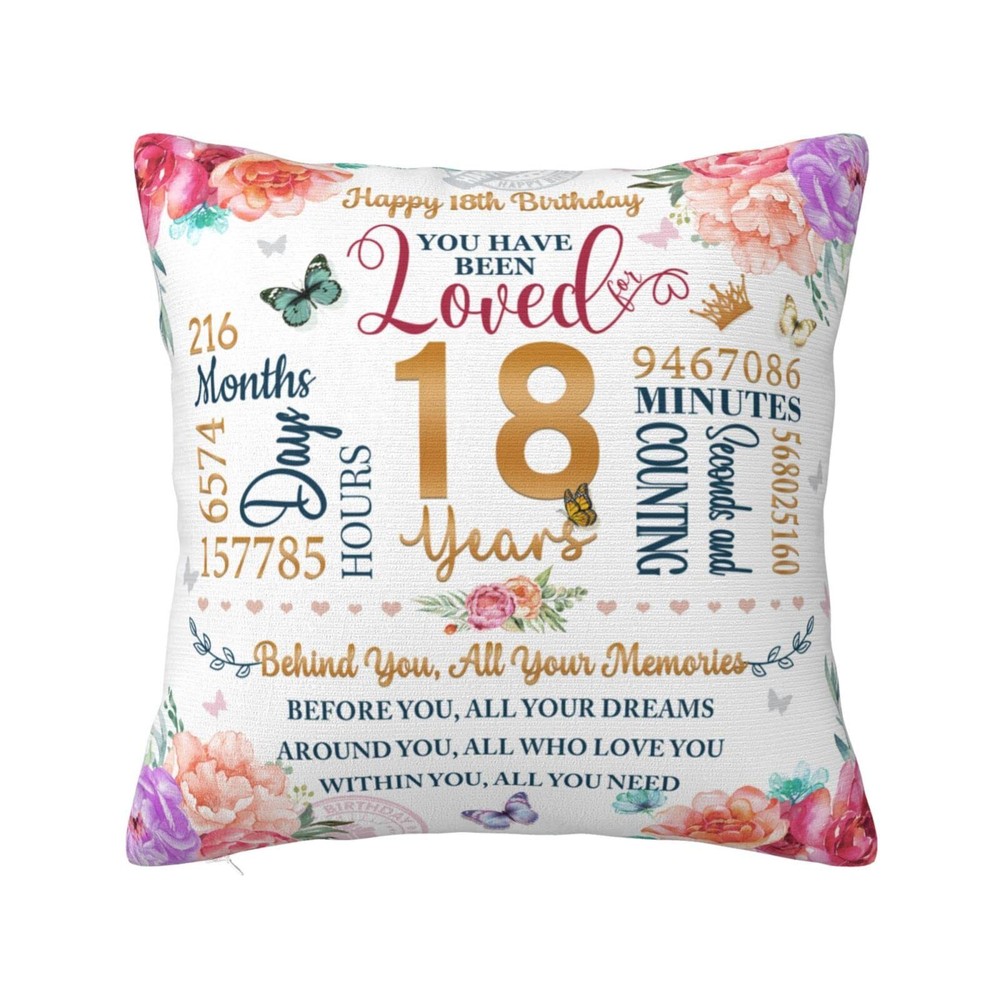 18Th Birthday Gifts for Girls Gifts for 18 Year Old Girl Pillow Cover 18X18