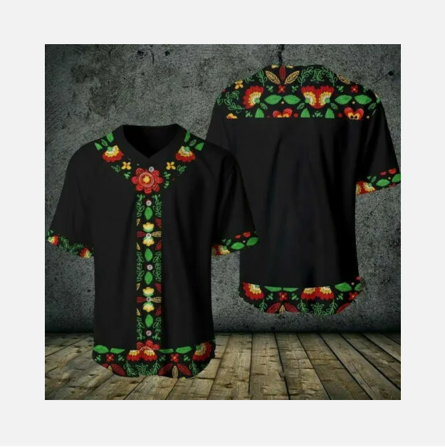 Floral Mexican Mexico 3D BASEBALL JERSEY SHIRT All Over Print