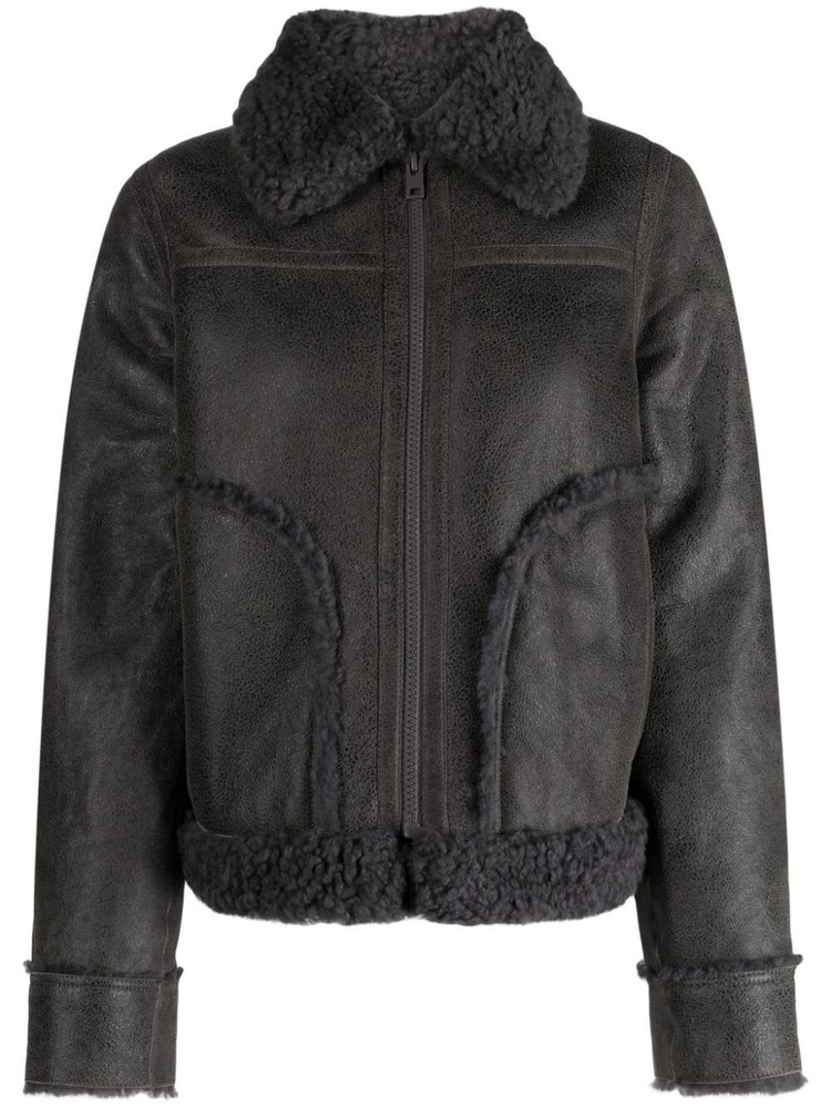 Women's Kade Genuine Leather Jacket with Shearling Trim - Stylish & Warm Winter.