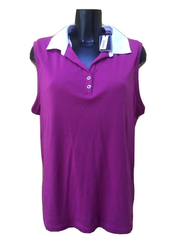 Maine Vest New 22 Purple Magenta Pink Tank Top with Casual Collar for Women Brand New With Tags BNWT
