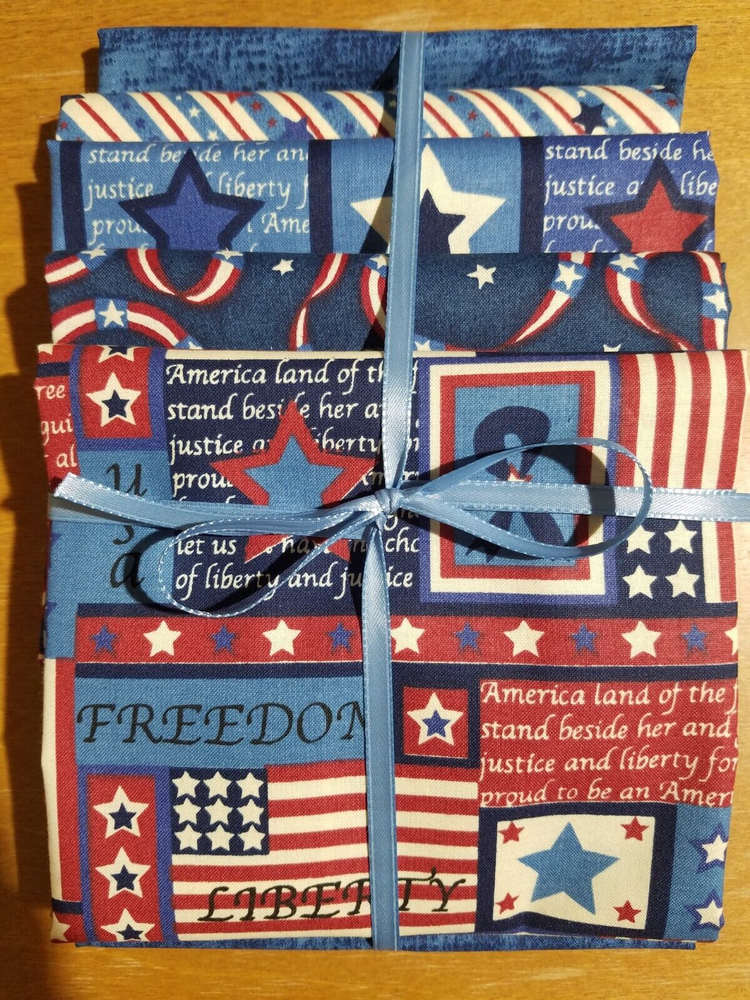 VTG~ Patriotic FQ Bundle of 5~ cotton~ America, flag, USA, freedom, liberty~ NEW