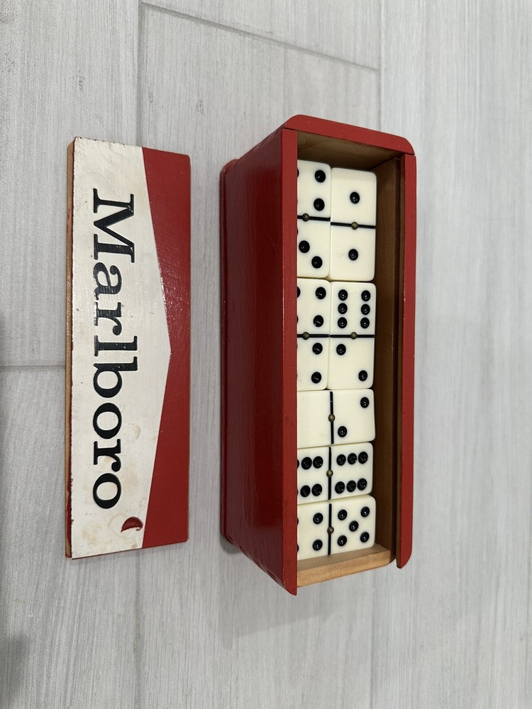 MARLBORO TOBACCO Domino’s Red Wood Box - COMPLETE - RARE VINTAGE COLLECTORS ITEM