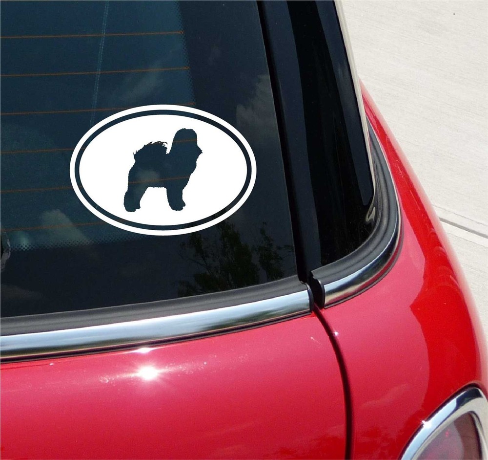 Euro Bichon Frise Dog Graphic Decal Sticker Car Wall Oval NOT Two Colors