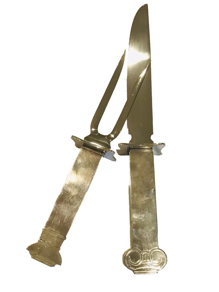 SWID POWELL Venturi Reed & Barton 2 Pc Silverplate Carving Set Postmodern Era