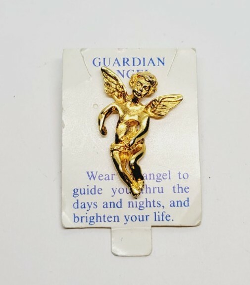 GUARDIAN ANGEL Pin Tie Hat Tack Lapel Pinback Christian Jewelry Religious vintag