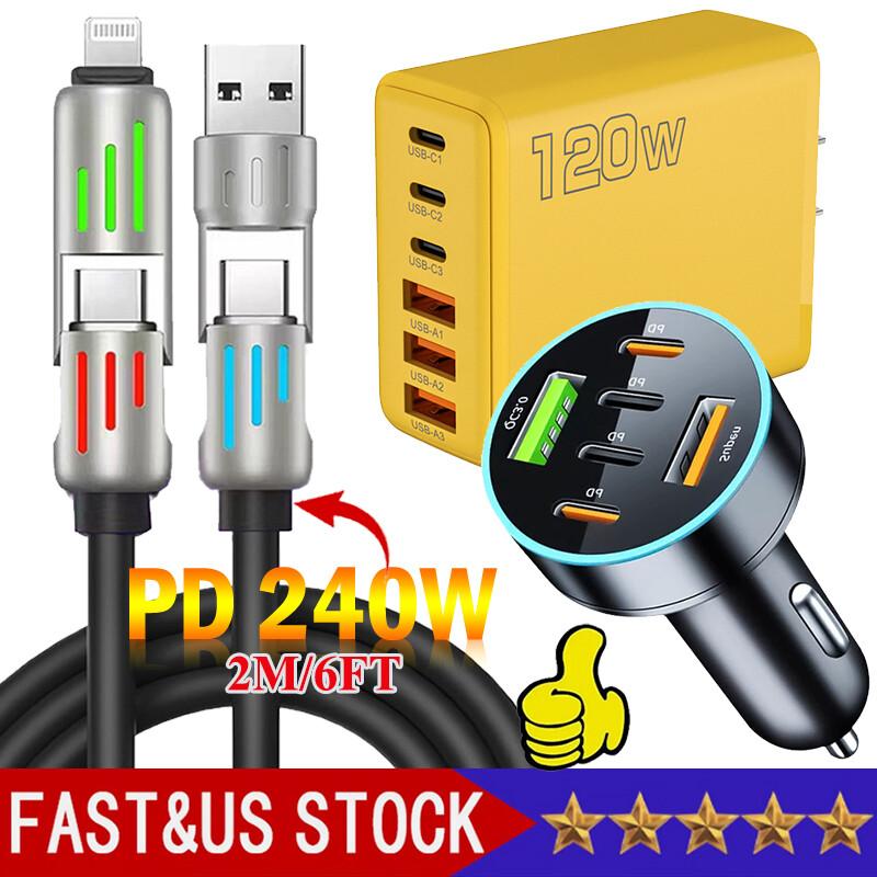 4-in-1 USB C Cable 240W 6FT for Apple Cable Fast Charging 480Mbps Data Sync