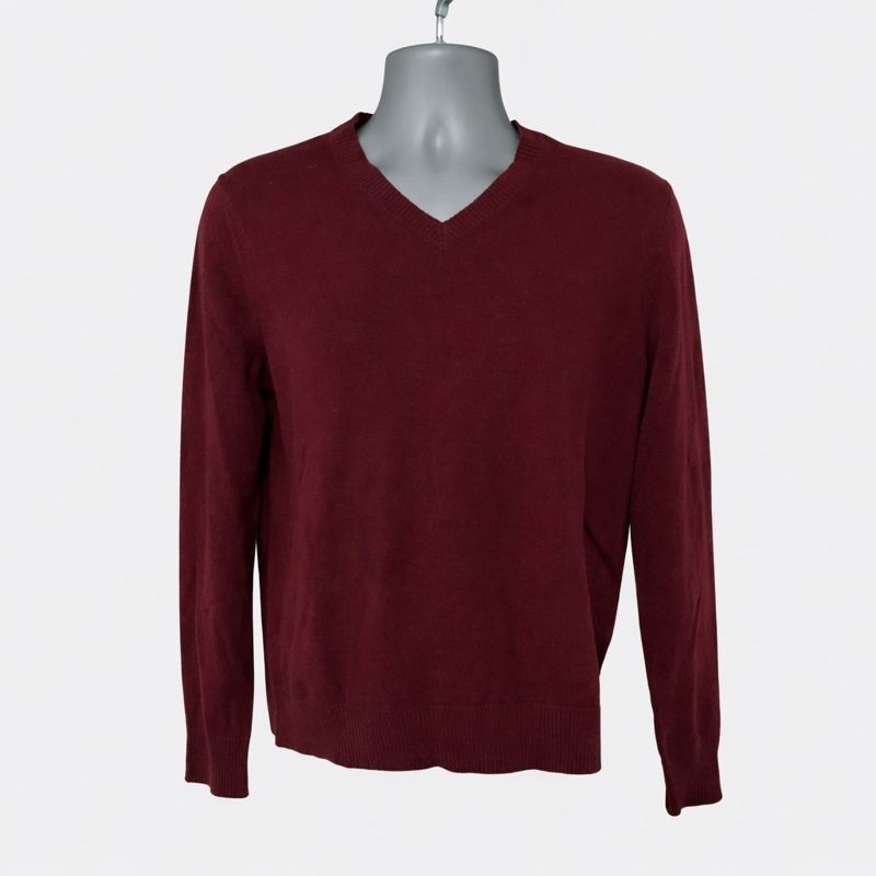 Banana Republic Men's Extra Fine Merino Wool Burdundy Red Sweater Size M