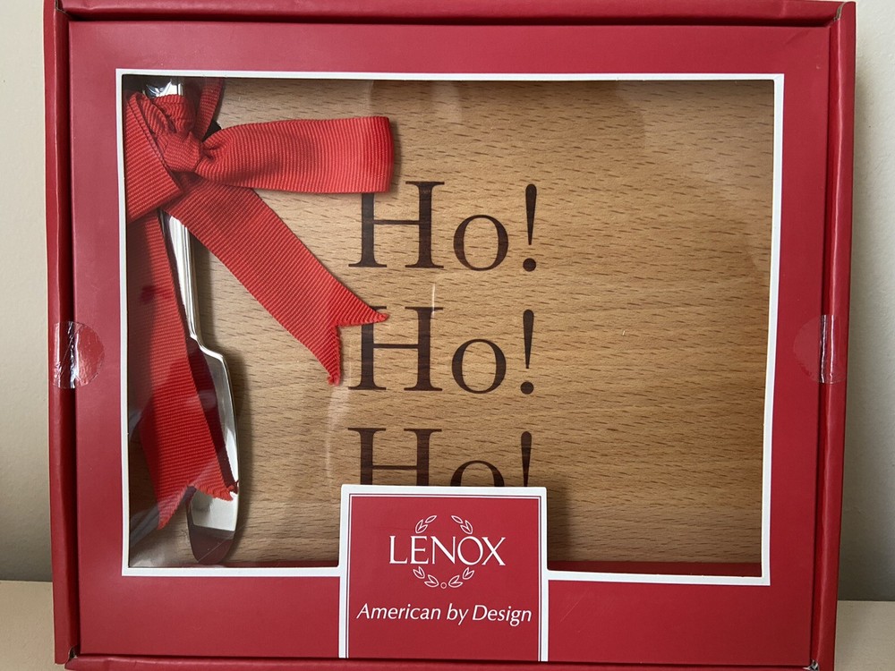 Christmas Lenox  “Ho Ho Ho” Wood Charcuterie Board and Knife Set.  New In Box